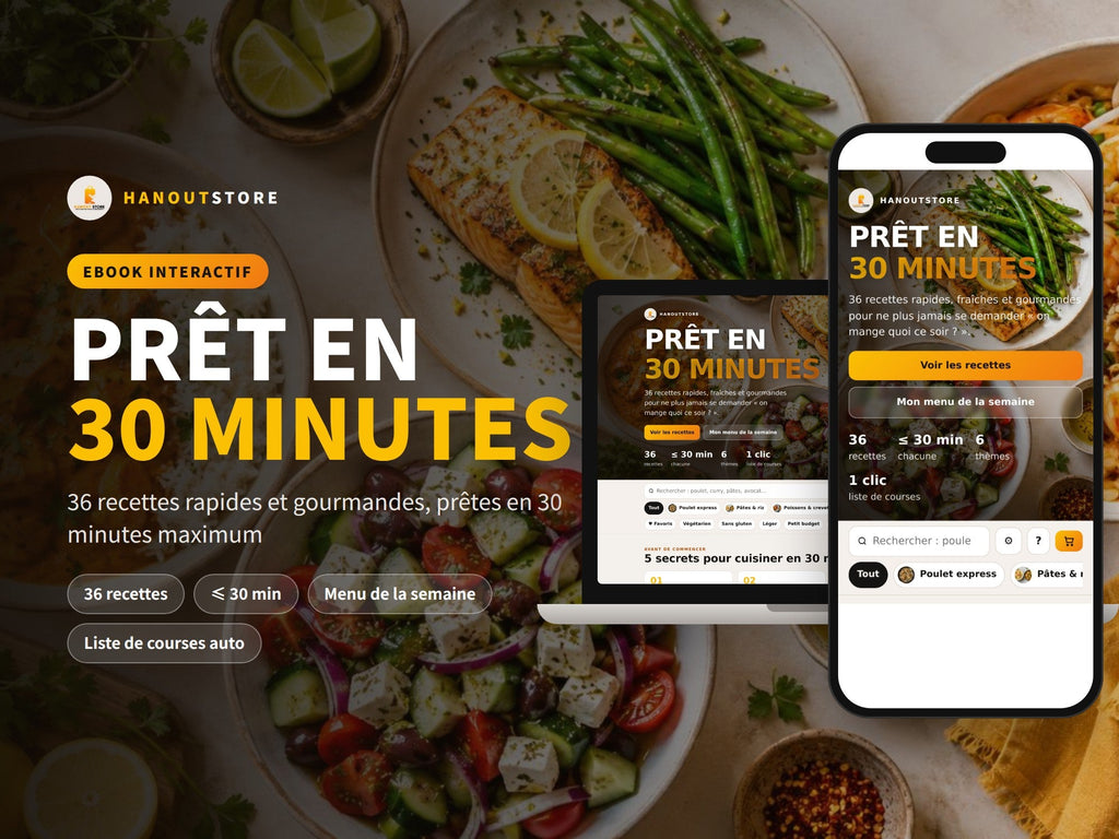 Ebook interactif Prêt en 30 minutes, 36 recettes rapides