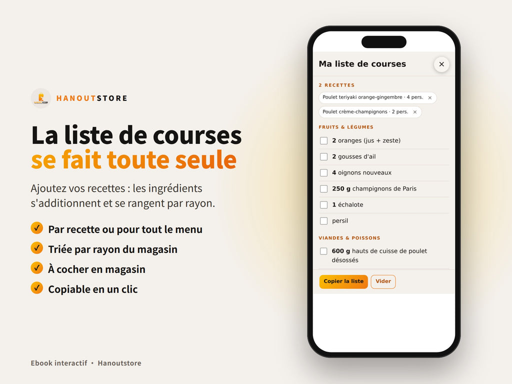 Prêt en 30 minutes : liste de courses automatique triée par rayon