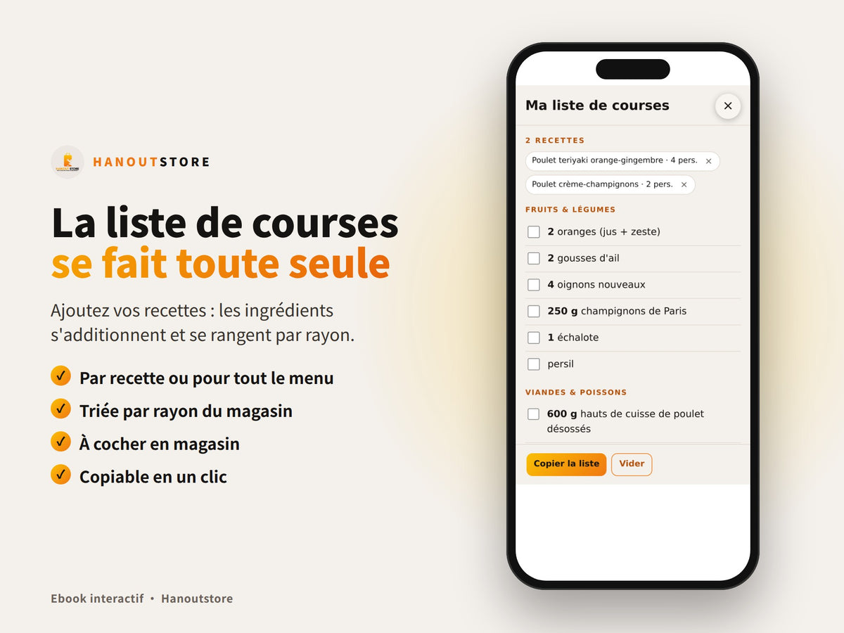 Prêt en 30 minutes : liste de courses automatique triée par rayon