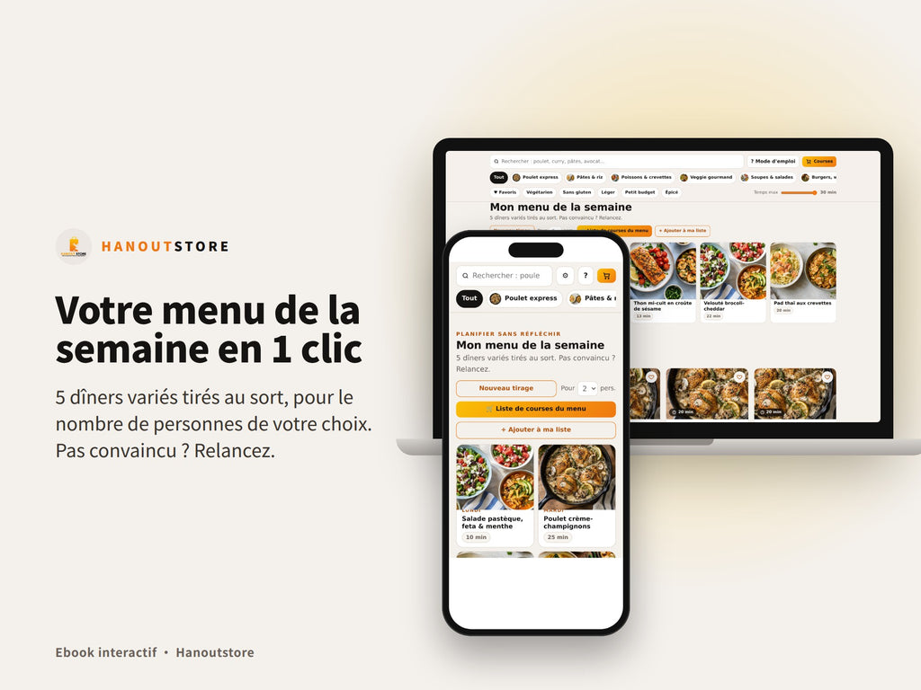 Prêt en 30 minutes : menu de la semaine en 1 clic