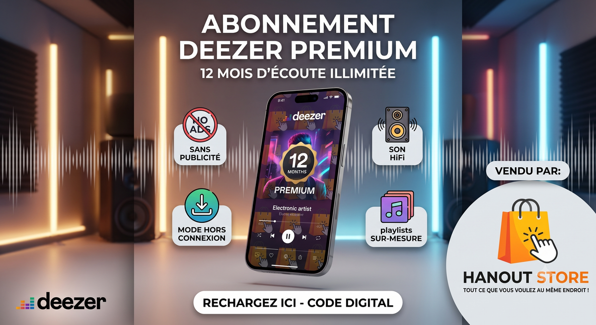 1 An de Musique Illimitée avec Deezer Premium (Code Digital)