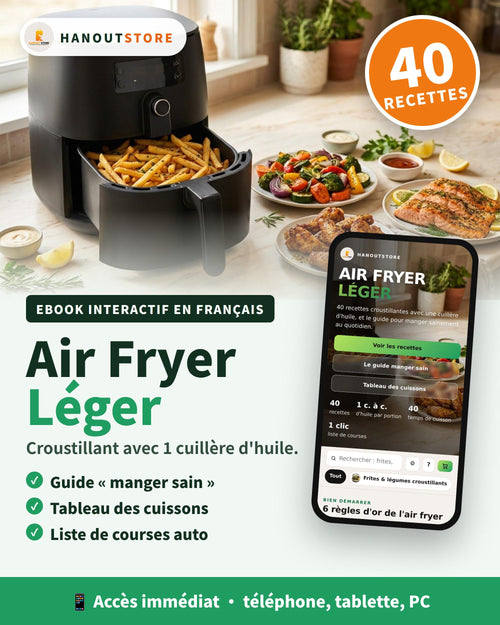 Ebook Air Fryer Léger, 40 recettes saines